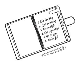 Breaking the Cycle of Addiction: Create Positive Habits Notebook with a list of healthy goals symbolizing the cycle of addiction recovery