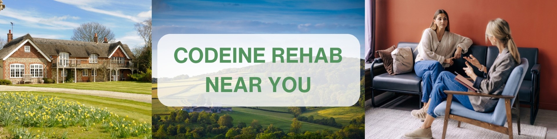 Is codeine addictive? Image shows people discussing rehab programmes.