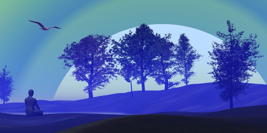 Serenity in Nature: Substance Abuse Recovery Journey Serene landscape with meditating figure, symbolizing substance abuse recovery